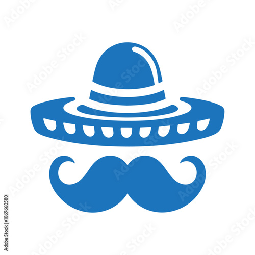 sombrero hat with mustache vector icon design