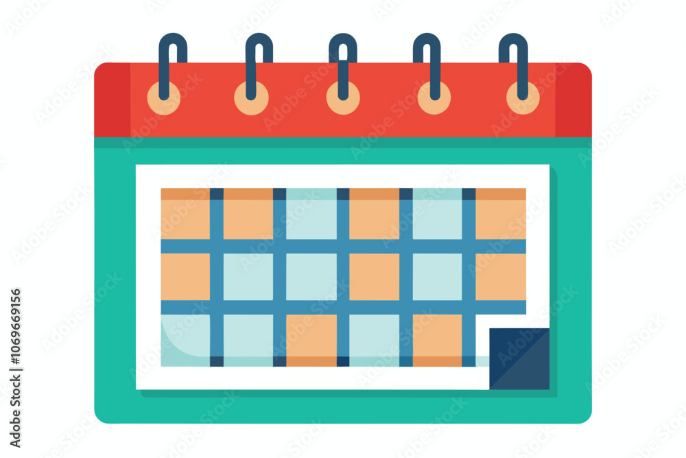 Flat Design Illustration of a Teal Monthly Calendar Flat Design Illustration of a Teal Monthly Calendar