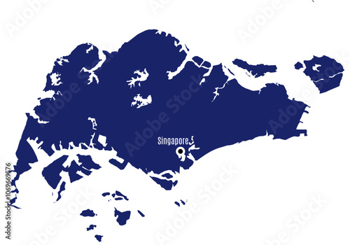 silhouette map of singapore with capital city