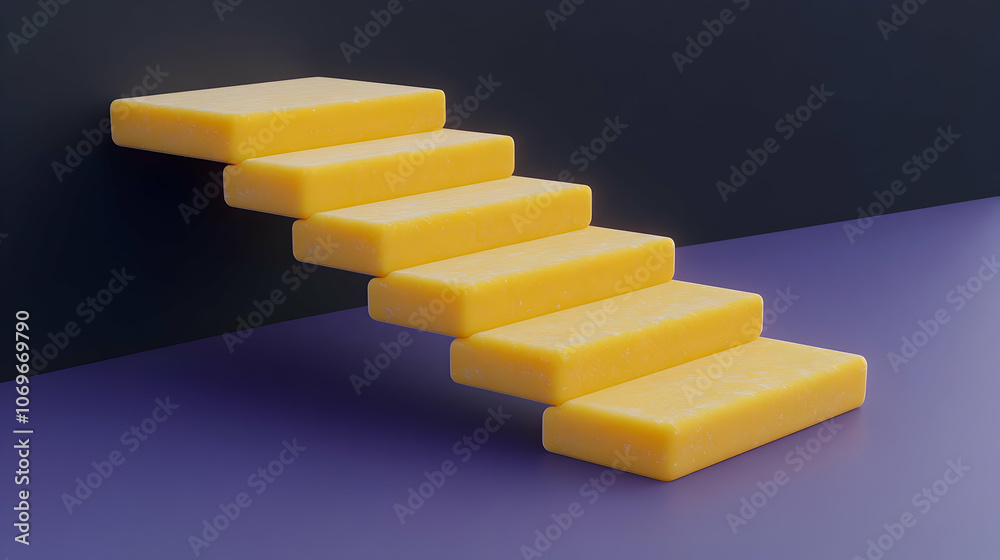 3D Yellow Stairs on Purple Background Illustration 3D Yellow Stairs on Purple Background Illustration