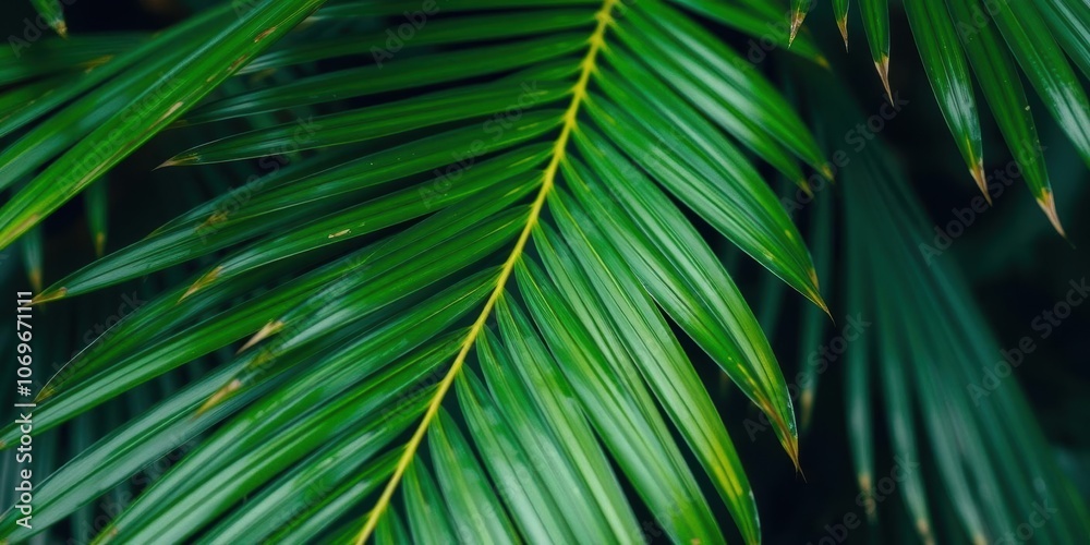 Close up image of a vibrant and natural palm leaf texture showcasing the intricate details of its green hues and tropical essence, green, tropical Close up image of a vibrant and natural palm leaf texture showcasing the intricate details of its green hues and tropical essence, green, tropical