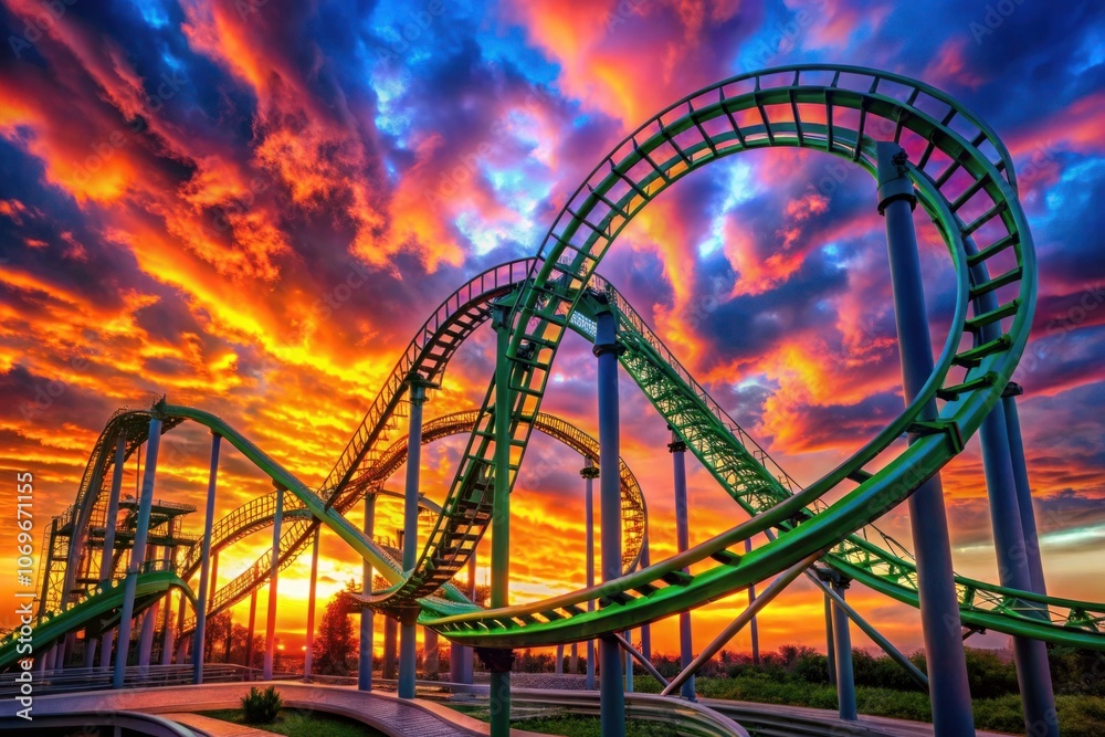 Obraz premium a roller coaster is shown with the sky in the background