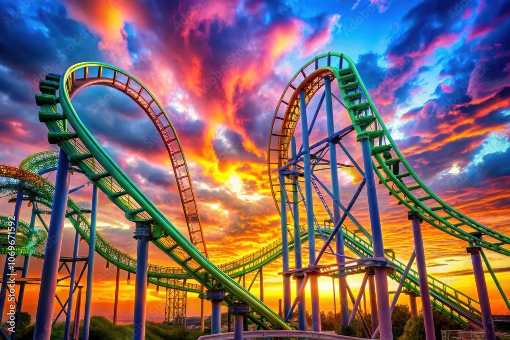 Obraz premium a roller coaster is shown with the sky in the background