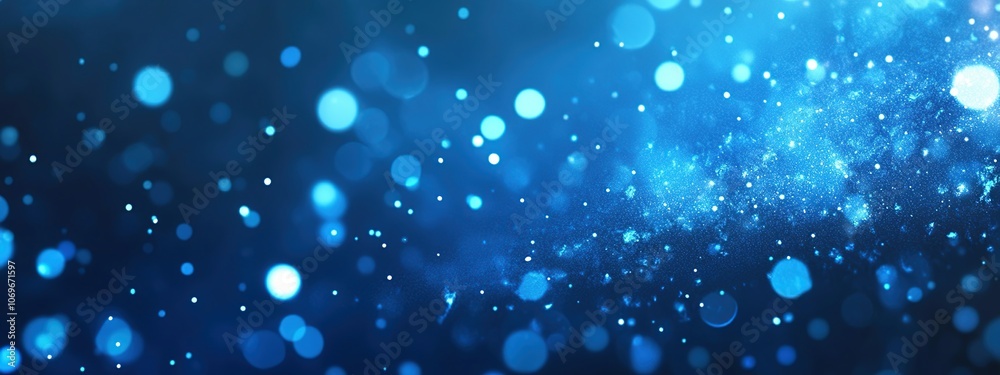 Obraz premium Abstract blue bokeh background with glowing lights and particles.
