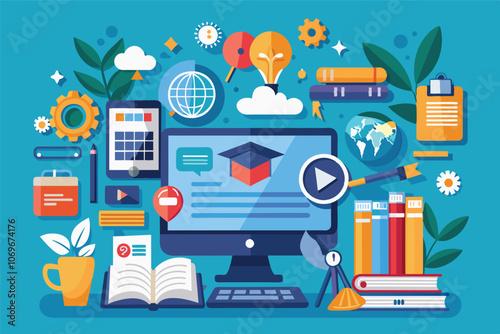 Online Education And Learning Resources Illustration