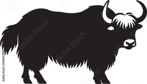 yak animal silhouette design vector art illustration.