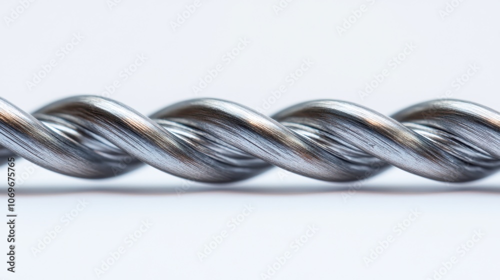 Fototapeta premium Shimmering Abstract Twisted Wire Sculpture on Isolated Background