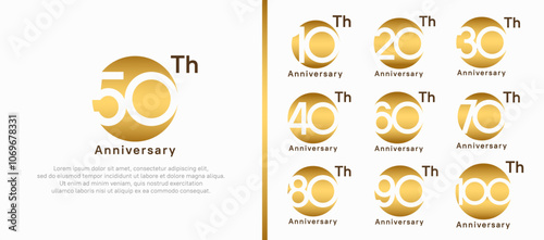 anniversary logotype set. vector design gold color circle can be use for celebration moment