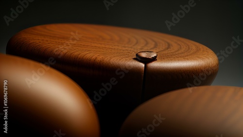 Abstract geometric shapes inspired by coffee beans, with sharp lines and rich colors