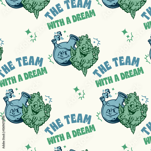 The Team With A Dream Bong and Weed Kush Tshirt Design Pattern