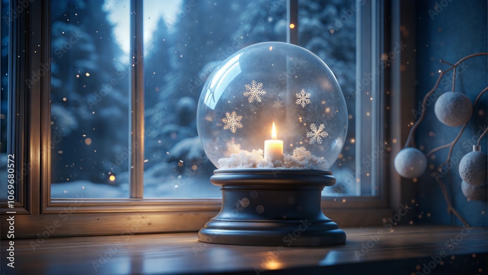 Christmas snow globe with snowflakes Christmas snow globe with snowflakes