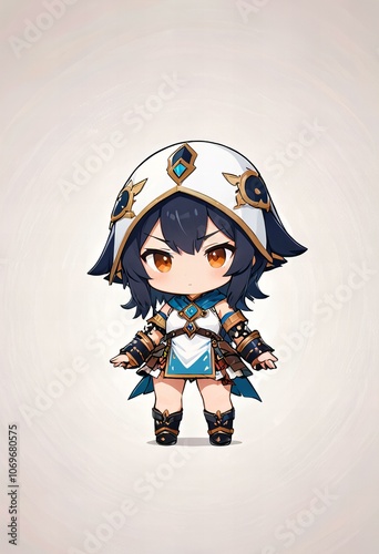 Minimalist chibi runemaster character design photo