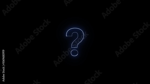 Neon question and exclamation mark on dark Background