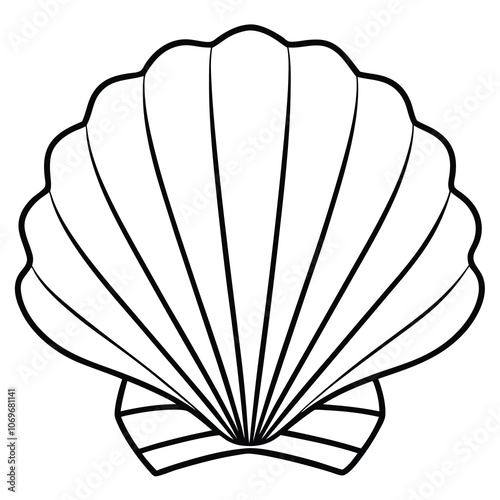 Hand-drawn scallop vector Isolated scallop on white background