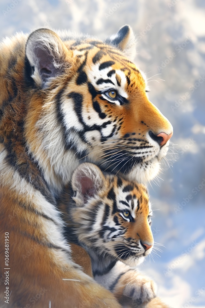 Obraz premium The tiger and its child