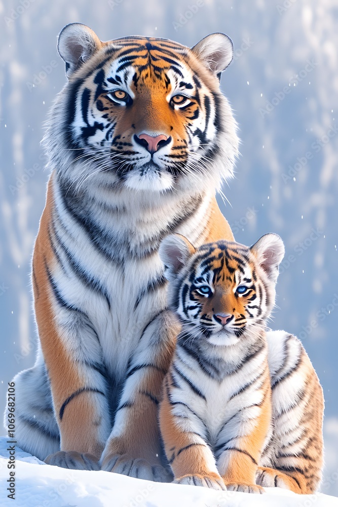 Naklejka premium The tiger and its child