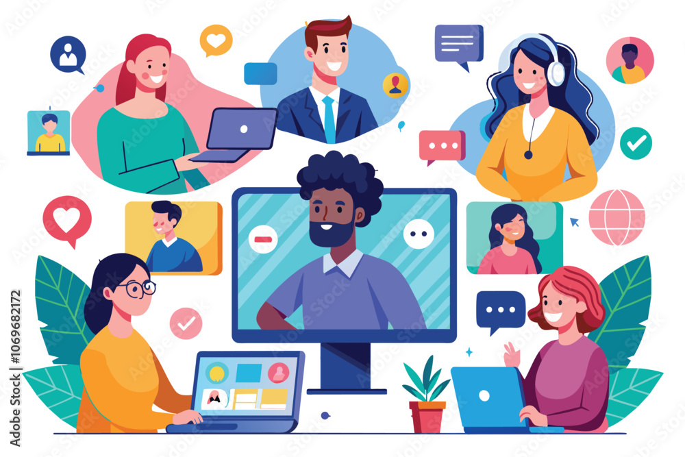 Diverse Group of People Participating in a Virtual Meeting or Conference Diverse Group of People Participating in a Virtual Meeting or Conference