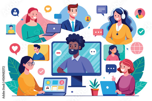 Diverse Group of People Participating in a Virtual Meeting or Conference