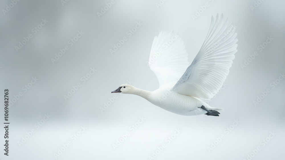 Elegant Swan in Flight Elegant Swan in Flight