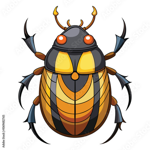 Scarab beetle vector illustration. Isolated scarab beetle on white background