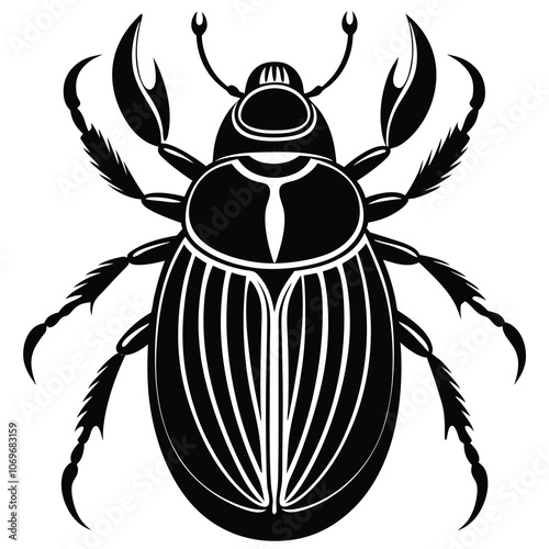 Scarab beetle vector silhouette. Isolated scarab beetle on white background