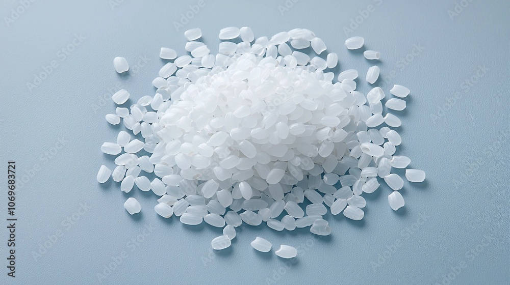 White Rice on Blue Background Top Shot White Rice on Blue Background Top Shot