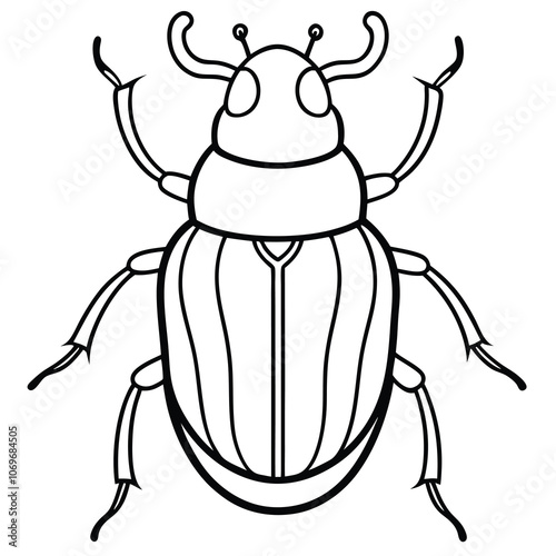 Hand-drawn scarab beetle vector illustration. Isolated scarab beetle on white background