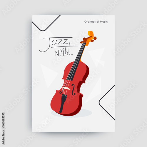 vector illustration of a melodic violin string musical instrument commonly used in orchestral performances. Modern musical instrument for orchestra performance