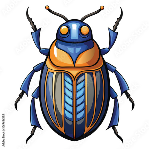 Scarab beetle vector illustration. Isolated scarab beetle on white background