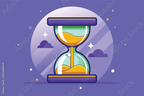 Cartoon Hourglass Illustration on Purple Background