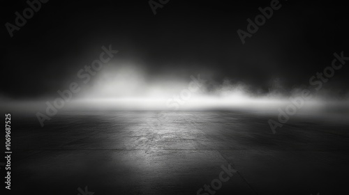 Panoramic view showcasing a mysterious atmosphere with mist.