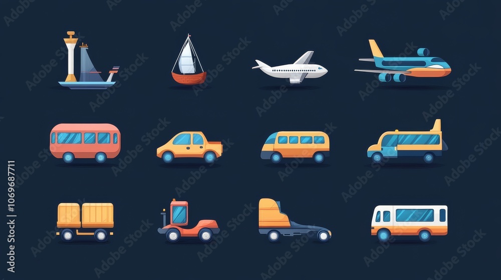 Ideal for public travel and delivery themes.