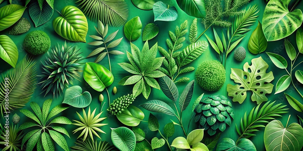 Fototapeta premium Abstract Green Seamless Nature Backdrop for Fashion Photography with Natural Shapes and Repeated Artistic Designs, Ideal for Creative Invitations and Stylish Presentations