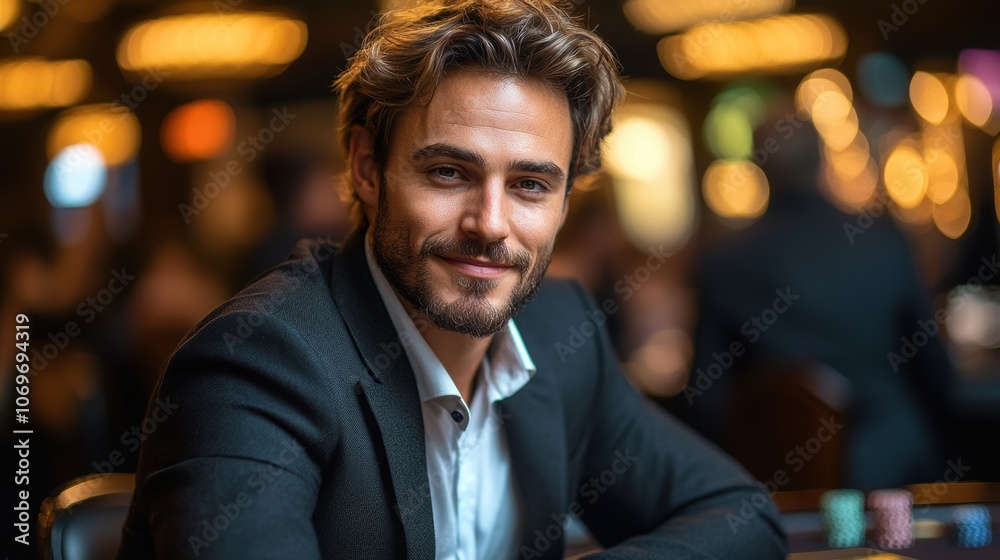 A man in a suit and tie is smiling at the camera. Generative AI A man in a suit and tie is smiling at the camera. Generative AI