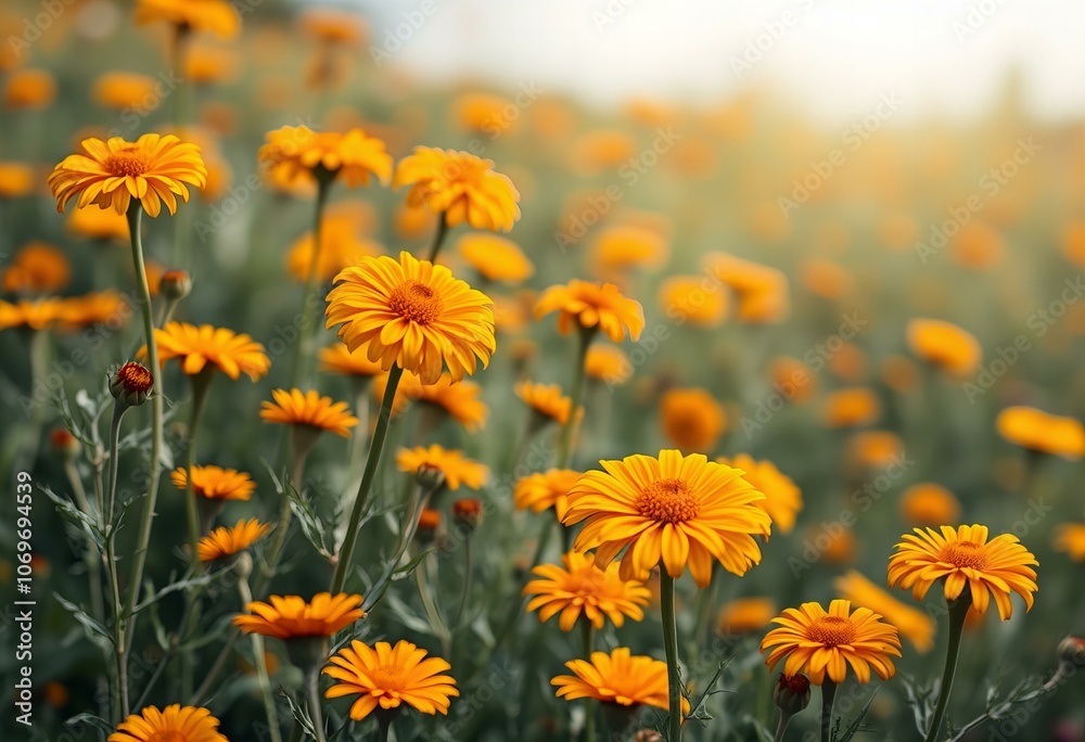 Field of calendulas, high quality Field of calendulas, high quality