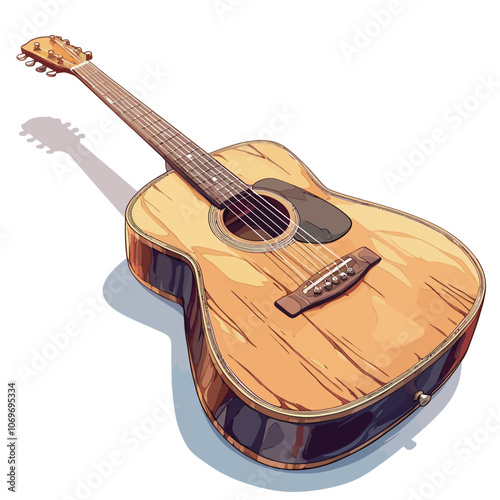 Acoustic guitar on a white background. Vector illustration 