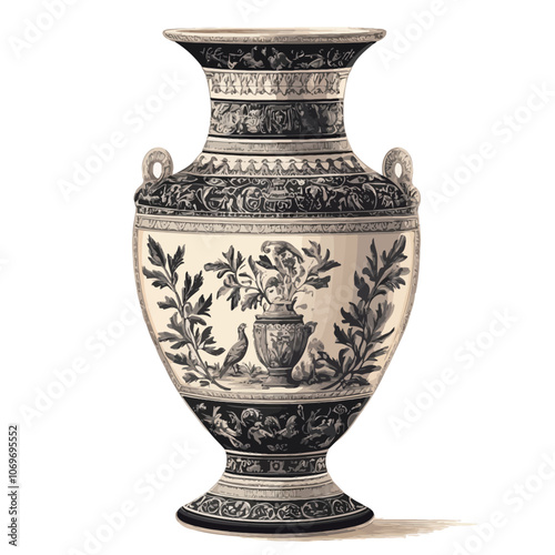 Antique vase isolated on white background, clipping path included.