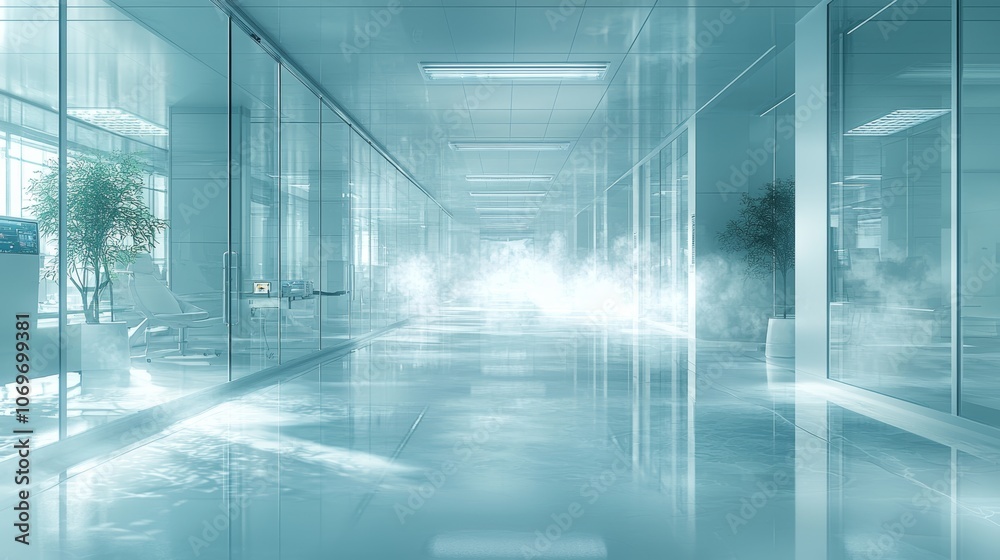 Futuristic Healthcare Corridor with AI Technology Futuristic Healthcare Corridor with AI Technology