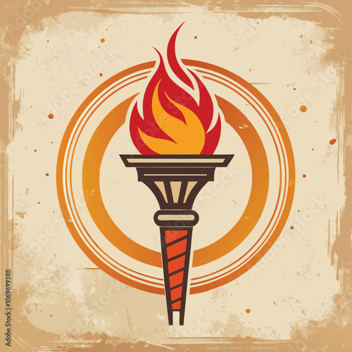 Torch. Isolated torch on vintage background