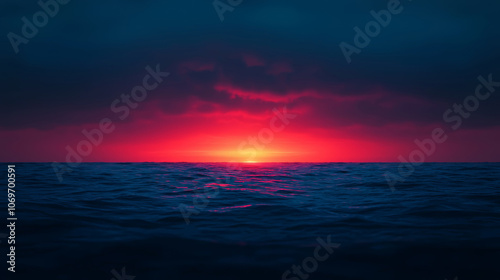 Vibrant Sunset Over the Ocean Waves