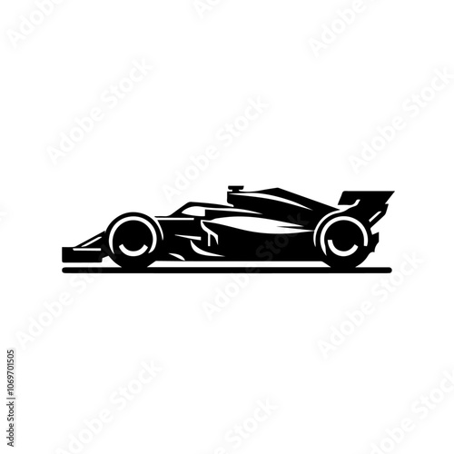 Formula Race Car Vector Icon - Sleek Silhouette of High-Speed Racing Car for Motorsport Design