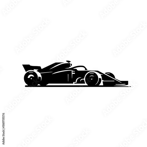 Formula Race Car Vector Icon - Sleek Silhouette of High-Speed Racing Car for Motorsport Design