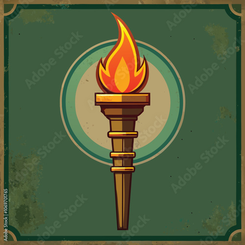 Torch. Isolated torch on vintage background