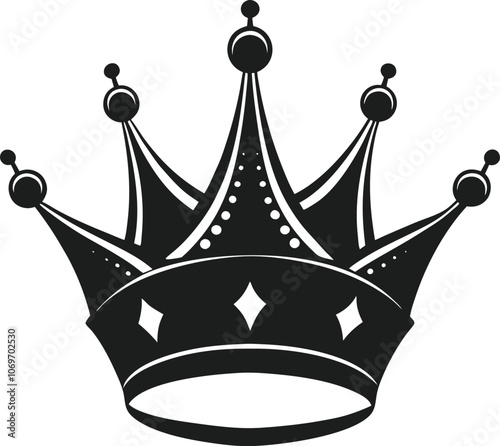 Decorative Black Royal Crown Vector Illustration