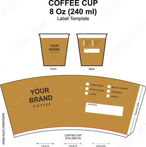 ice cream coffee cup papper label template vector mock up branding