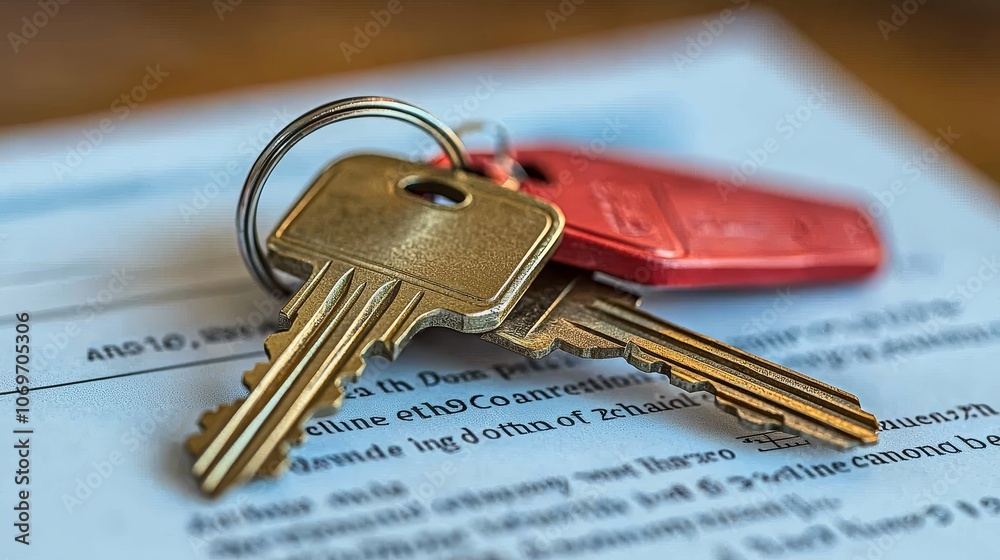 Real Estate Keys on Contract Document Real Estate Keys on Contract Document