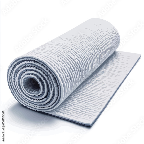 close up of rolled yoga mat on white background with clipping path. 