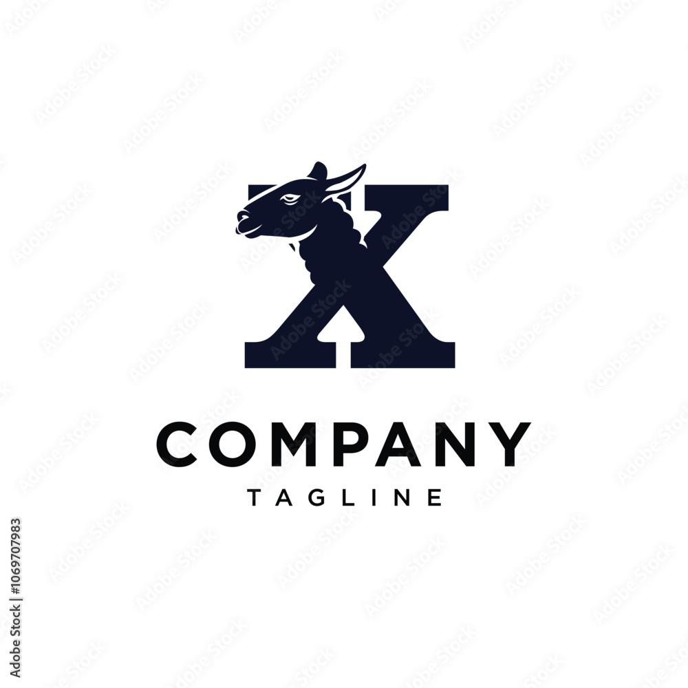 Letter X Llama logo icon vector Letter X Llama logo icon vector