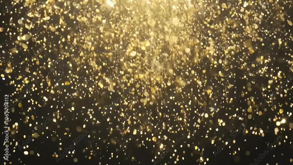 Golden shimmering particles creating a dazzling effect on a dark background. Golden shimmering particles creating a dazzling effect on a dark background.