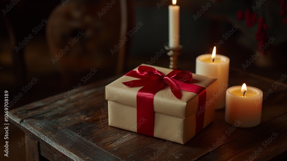 gift box with red bow valentine concept gift box with red bow valentine concept